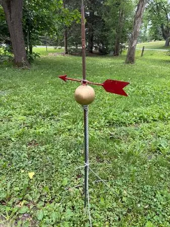 WEATHERVANE Lightning Rod Antique Military Copper shells  Glass ball