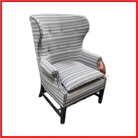 Chevron Printed Wool Felt Wingback Chair