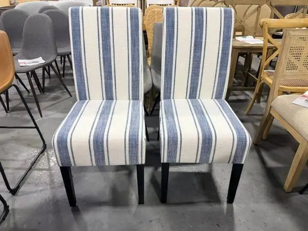 Union Rustic Blue And White Striped Linen Dining Chair (Set Of 2)