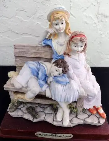 Mirella Collection Mother, Boy & Girl on a Bench