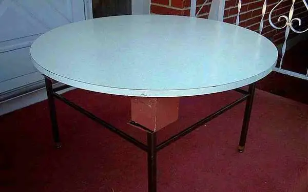 COCKTAIL COFFEE TABLE custom RAISED HEIGHT Formica Top Metal Base