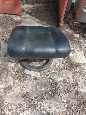 Vintage Leather Bentwood Footstool Ottoman Mid Century Modern Ekornes