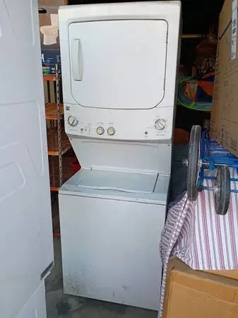GE stacking washer and dryer (dryer works good) AS IS