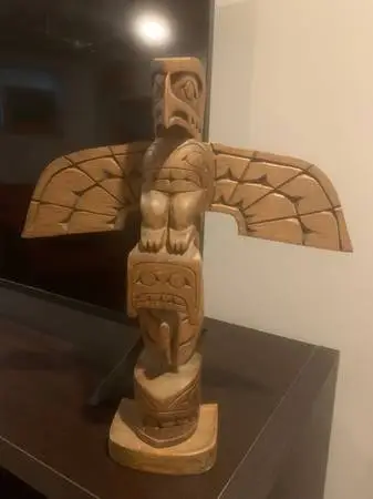 NW Totem Pole Tabletop Carved Wood