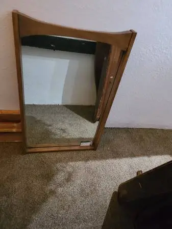 Walnut Mcm mid-century mirror $75