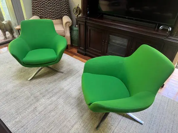 Pair of Bob Coalesse Contemporary Swivel Lounge Chairs
