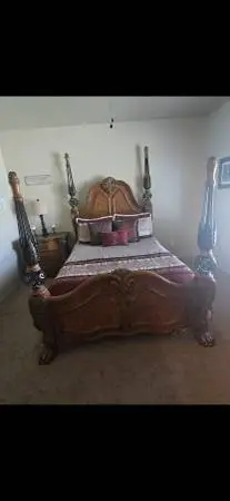 Queen size bed set with vanity & dresser