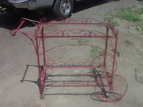 wrought iron tea cart glass shelf