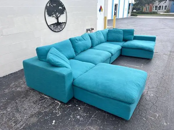 💎 Designer Oversized Caribbean Teal Modular Sectional + Ottoman