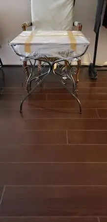 SQUARE GLASS AND IRON END TABLE
