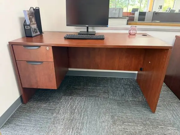 Cherry Desk / Office Desk With File Cabinet