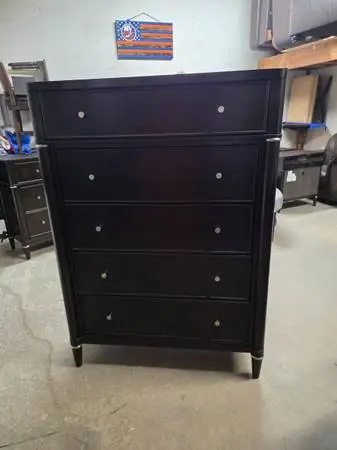 Modern Large Espresso 5 Drawer Tallboy Dresser
