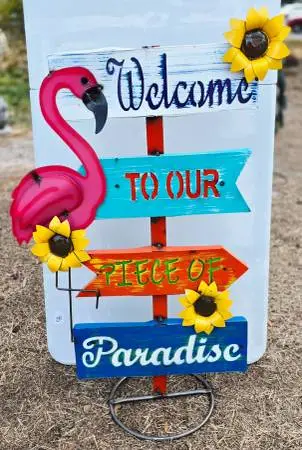 Yard Art Sign, Welcome to Our Paradise