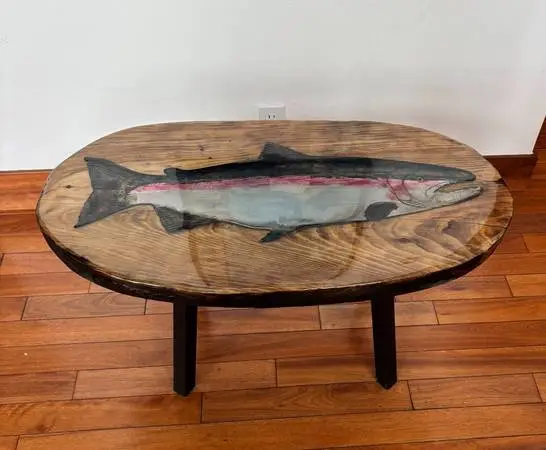 Artisan Cedar & Steel Coffee Table + Metal Crab Sculpture Bundle