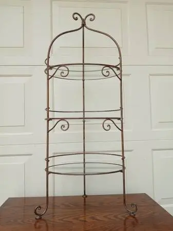 Tall Hollywood Regency Metal and Glass Étagère / Display Stand