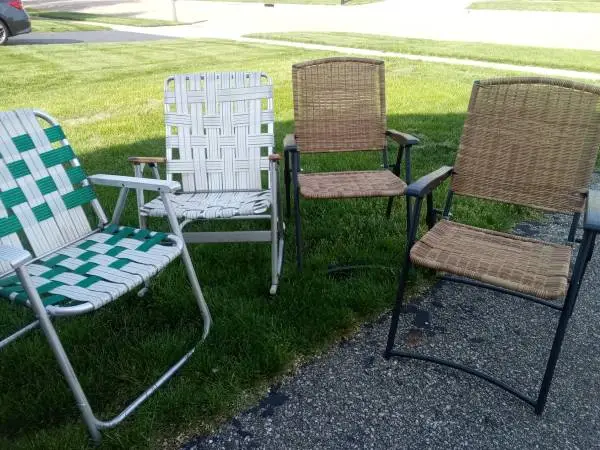 ALUM.VINTAGE  FOLDING CHAIRS PLUS TWO OTHERS