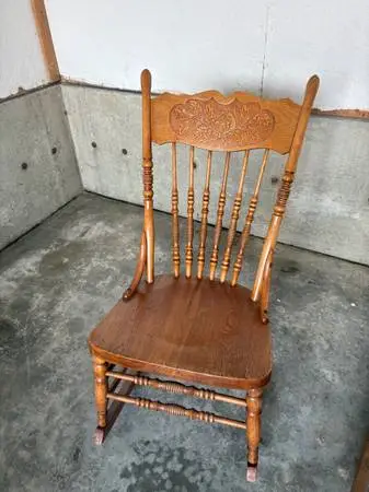 Wood Rocking Chair with Engraved Detailing