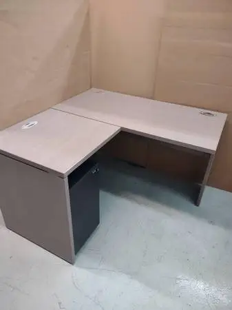 Small 48 x 48 L Shape Desk w/ Black file cabinet