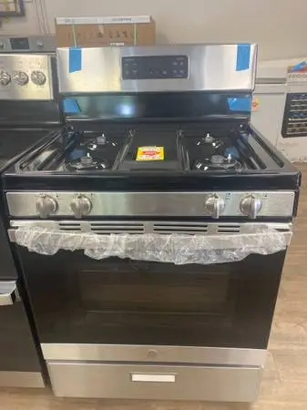 GE Stainless Steel 4 burner Gas Range Full Mfg Wty