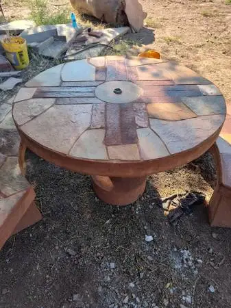 Cement rock table