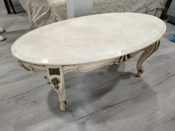 Vintage 1960s Mid Century French Provencial Marble 3 Piece Table Set