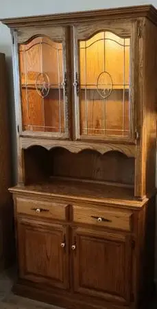Vintage Oak China Cabinet Hutch