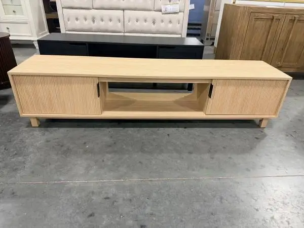 Reema Arundo Coastal Oak Reeded 70 TV Stand TVs Up To 80 Brand New