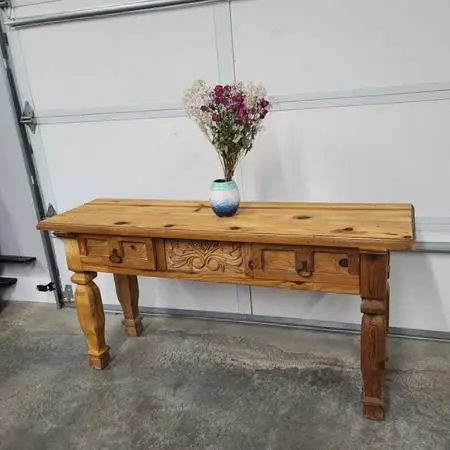 Solid Wood Mexican Pine Entry Table/Sofa Table