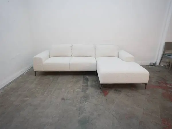 Poly & Bark Right-Facing Sectional Sofa in Crema White Boucle $1,199.