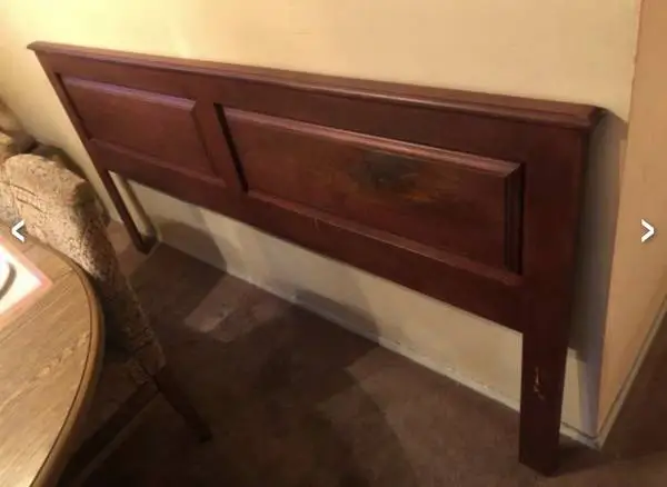 Vintage Mid Century Gothic King Size Raised Panel Solid Wood Headboard