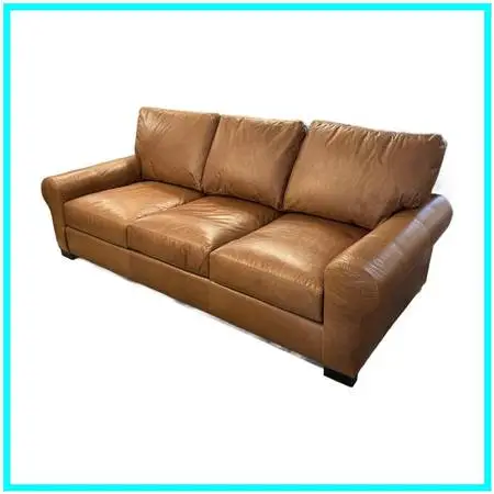 New Pottery Barn Turner Roll Arm Leather Sofa, Caramel