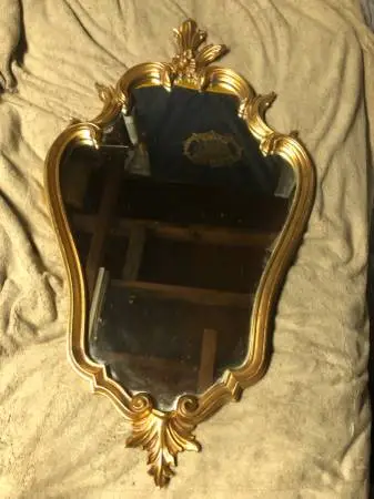 Vintage Mid Century Gold Frame Hollywood Regency Mirror (Made in USA )