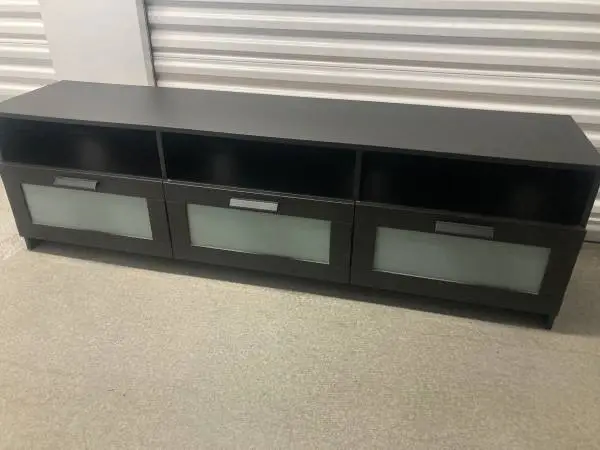 TV stand,ent center,coffee table,black,3 drawers,3 slots,hlp dlvr.
