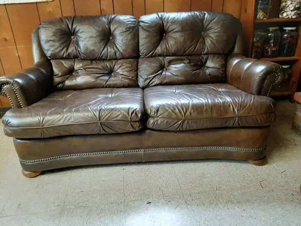 BROWN LEATHER COUCH