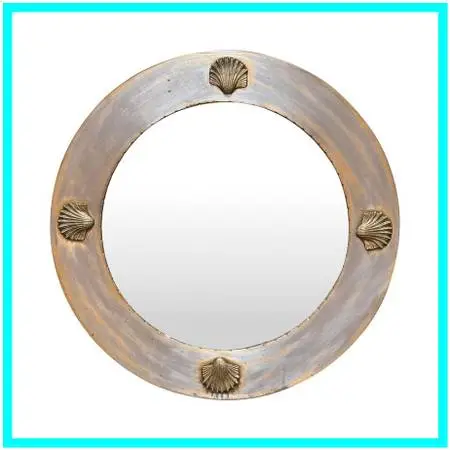 Art Nouveau Brass Wall Mirror With Scallop Shells