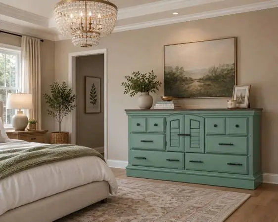 Green solid oak dresser