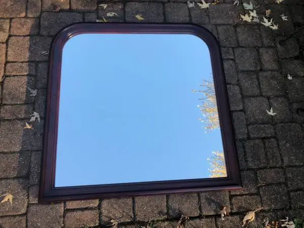 2008 Curved Top Wood Frame Wall /Dresser Mirror