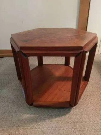 1950s Brown Saltman Cocktail Table Burl Top Mid Century Modern
