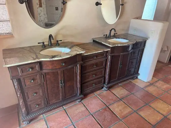 Double sink quartzite vanity