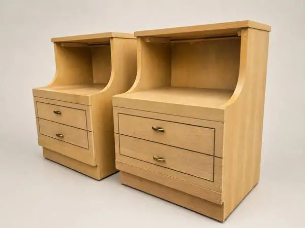 Mid Century Modern Champagne Bedside Stands
