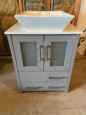 Vanity with matching mirror