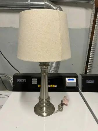 White Shade Silver Bedside Night Table Living Room Bedroom Lamp Light