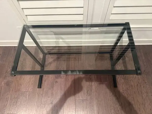 Flash Furniture Singleton Glass Desk with Black Pedestal Metal Frame