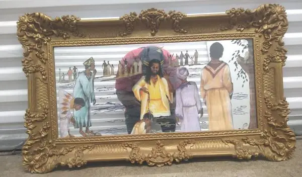 JESUS BAPTISM IN THE CREEK FRAMED PAINTING