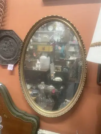 Vintage antique gold oval mirror