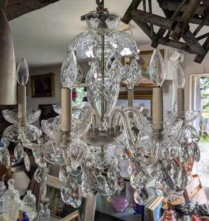 Antique Cut Glass Chandelier Crystal Prisms