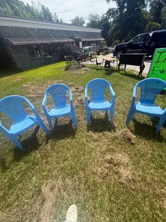 Set of 4 Vintage Mid-Century Blue Lawn Chairs