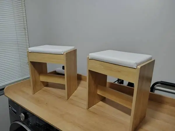 Brand New Set of 2 Modern Wooden Vanity Stools (both for price listed)