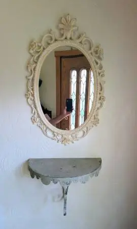 Vintage Mirror and vintage metal shelf