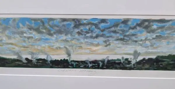 Saranac Lake Painting by Deborah Geurtze Adirondacks monoprint